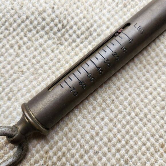 CHATILLON 75 LB Tube Hook Vertical Scale Made in NY USA Functional 13.5" Brass - Picture 2 of 6